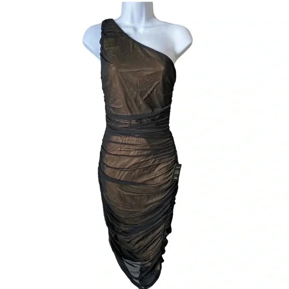 LULU’S | Already RSVP'd Black Ruched One-Shoulder Bodycon Dress Size M (NWT) - Picture 3 of 7